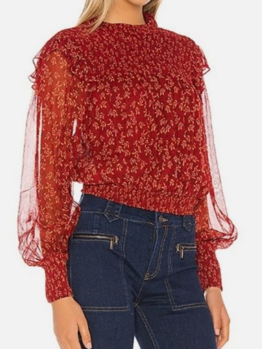 Free People Roma Oversized Floral Blouse